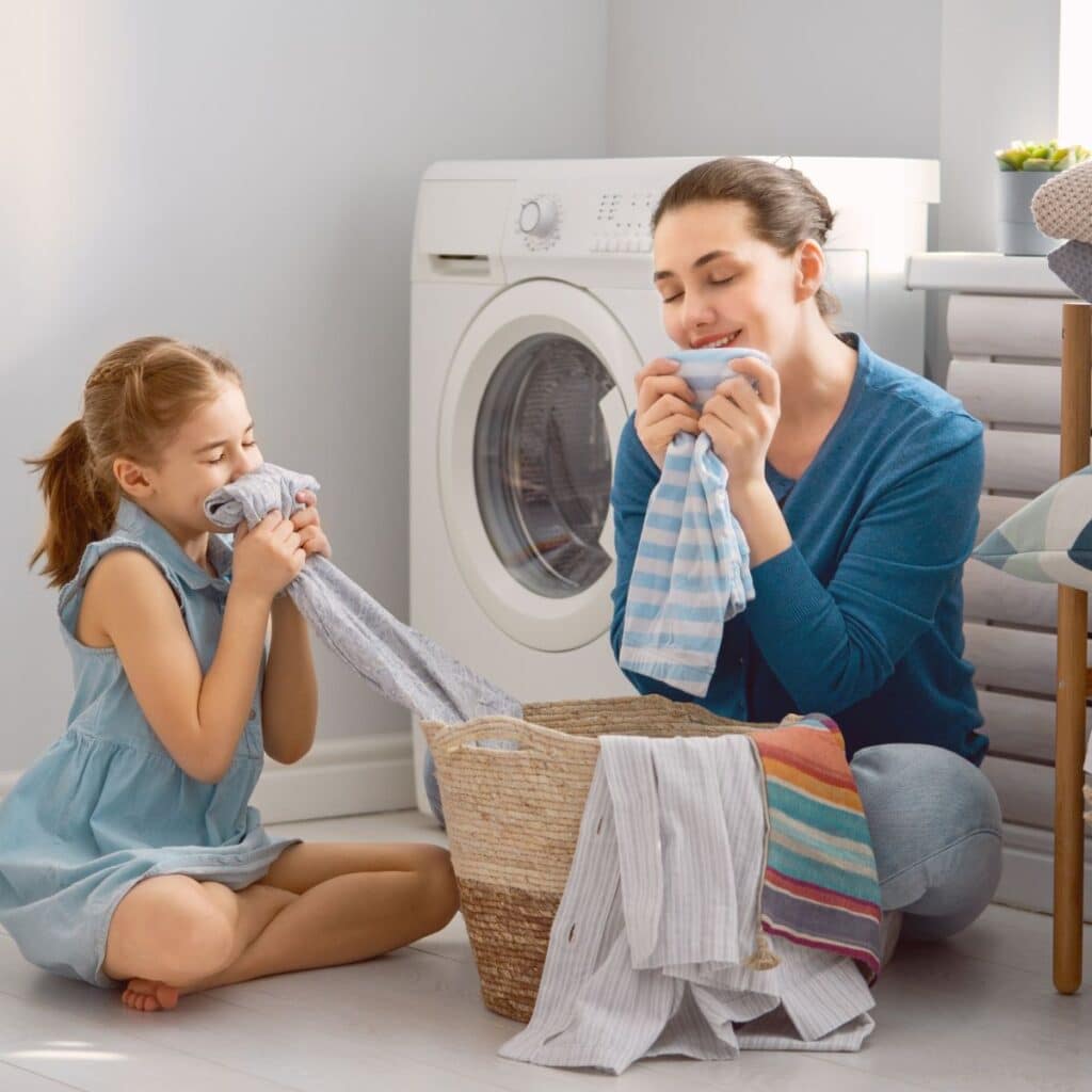 family doing laundry with soft water