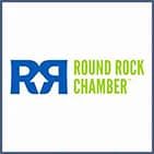 green and blue round rock chamber of commerce logo