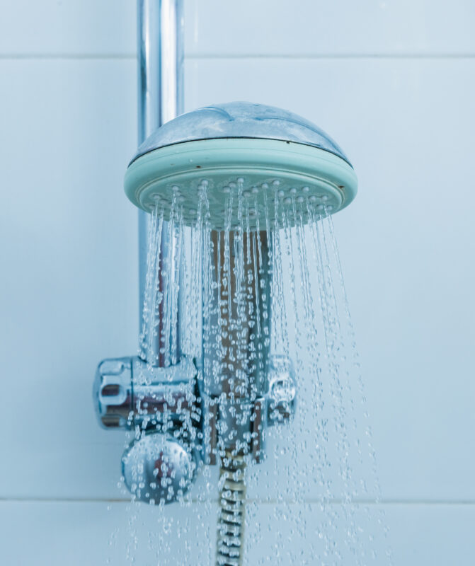 shower head that has been used with soft water