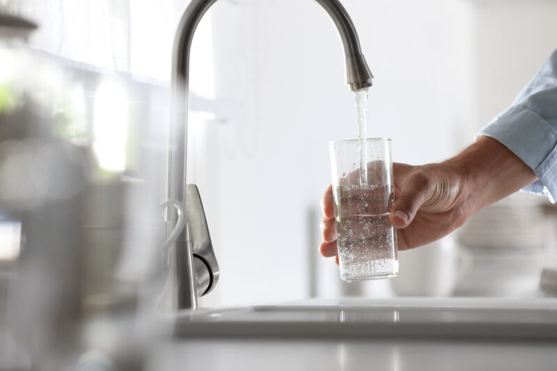 pouring a glass of water